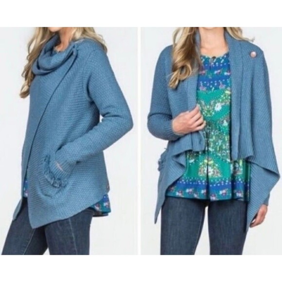 Matilda Jane Envision This Wrap Knit Cardigan Sweater Size XXL Blue - Picture 2 of 7